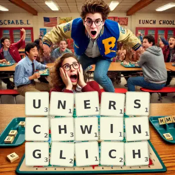 Kreative Illustration für ein Scrabble-Spiel, bei dem das Wort UNERSCHWINGLICH mit Steinen auf dem Brett gelegt wurde.