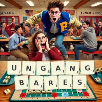 Kreative Illustration für ein Scrabble-Spiel, bei dem das Wort UNGANGBARES mit Steinen auf dem Brett gelegt wurde.