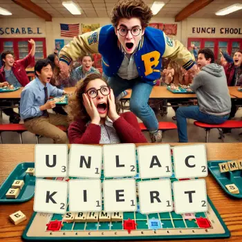 Kreative Illustration für ein Scrabble-Spiel, bei dem das Wort UNLACKIERT mit Steinen auf dem Brett gelegt wurde.