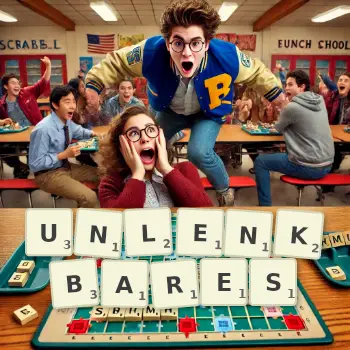 Kreative Illustration für ein Scrabble-Spiel, bei dem das Wort UNLENKBARES mit Steinen auf dem Brett gelegt wurde.