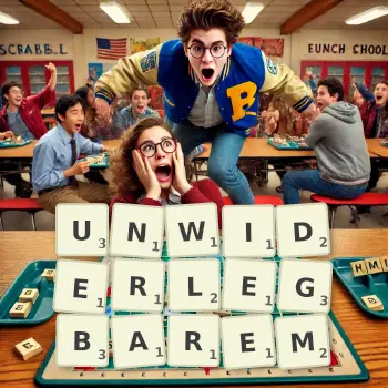 Kreative Illustration für ein Scrabble-Spiel, bei dem das Wort UNWIDERLEGBAREM mit Steinen auf dem Brett gelegt wurde.