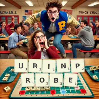 Kreative Illustration für ein Scrabble-Spiel, bei dem das Wort URINPROBE mit Steinen auf dem Brett gelegt wurde.