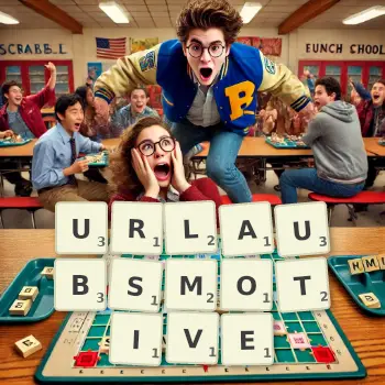 Kreative Illustration für ein Scrabble-Spiel, bei dem das Wort URLAUBSMOTIVE mit Steinen auf dem Brett gelegt wurde.