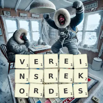 Kreative Illustration für ein Scrabble-Spiel, bei dem das Wort VEREINSREKORDES mit Steinen auf dem Brett gelegt wurde.