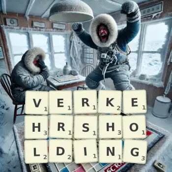 Kreative Illustration für ein Scrabble-Spiel, bei dem das Wort VERKEHRSHOLDING mit Steinen auf dem Brett gelegt wurde.