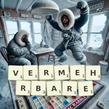 Kreative Illustration für ein Scrabble-Spiel, bei dem das Wort VERMEHRBARE mit Steinen auf dem Brett gelegt wurde.