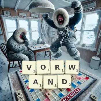 Kreative Illustration für ein Scrabble-Spiel, bei dem das Wort VORWAND mit Steinen auf dem Brett gelegt wurde.